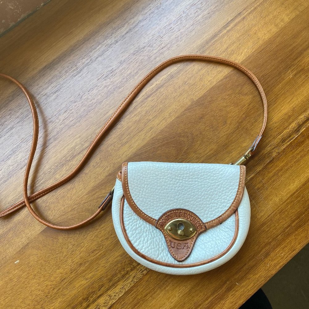 Adorable white and brown crossbody purse